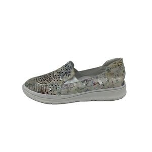 Spring Step Roxy White Floral Leather Slip On Loafers 42 US 10.5-11 Sneakers